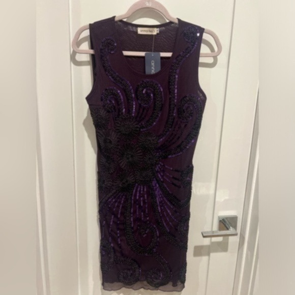 Anna-Kaci Dresses & Skirts - Great Gatsby purple Art Deco Sleeveless Dress size small